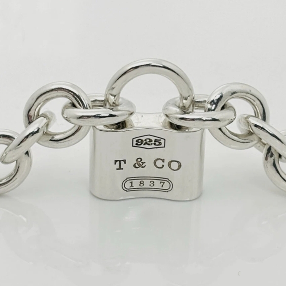 Tiffany & Co. 1837 Padlock Rolo Chain Chocker Necklace Sterling Silver 925 - Picture 7 of 16